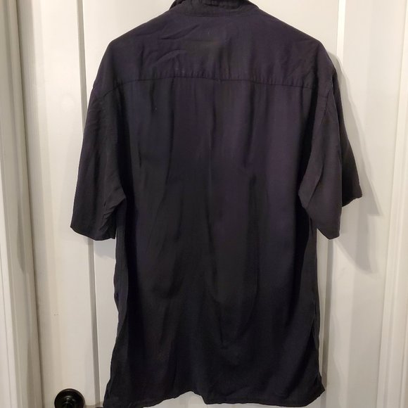 Campia Moda Mens Medium Black Hawaiian Shirt Short Sleeve cuban style Palm Trees - Picture 3 of 5